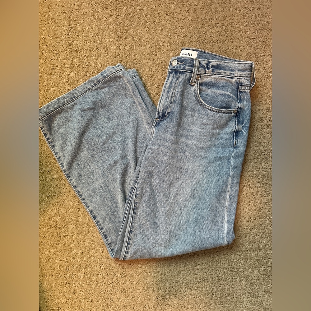 Pistola Light Blue Low Rise Wide Leg Jeans